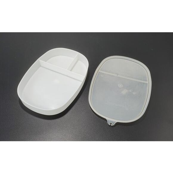Vintage Tupperware Sheer Compartment Plate 667 & 668 w/lid, PRE-OWNED - Picture 1 of 5